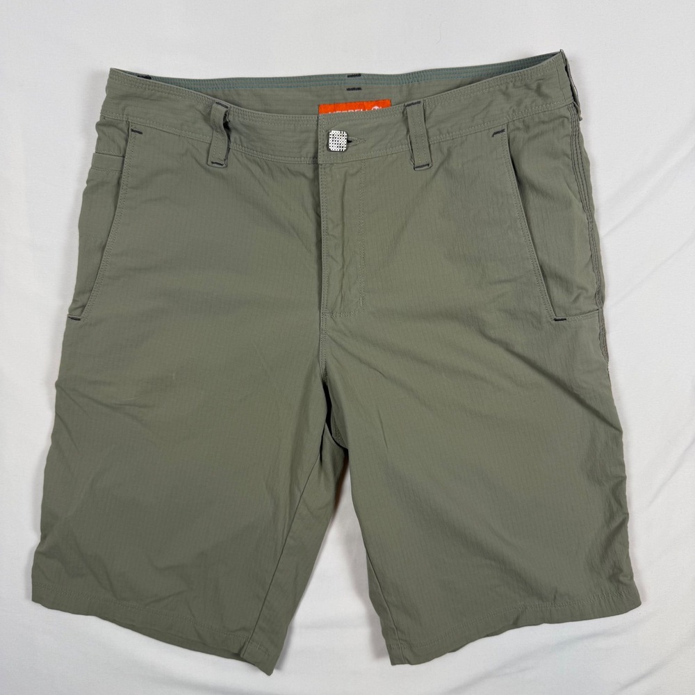 Merrell Mens 30 M-Select WICK Ripstop Hiking Shorts Olive Green Nylon Stretch